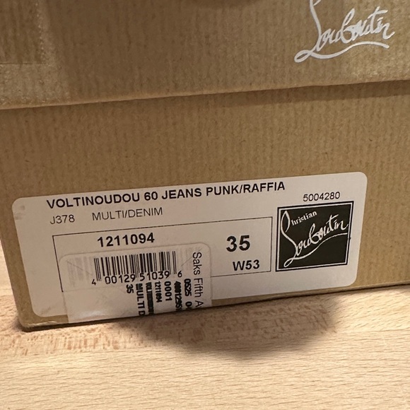 Christian Louboutin Blue Gray Fringe Studded Slide Sandals - Picture 3 of 3